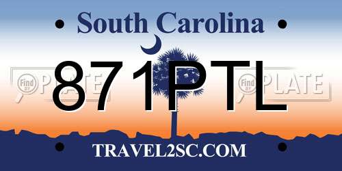 871PTL South Carolina License Plate