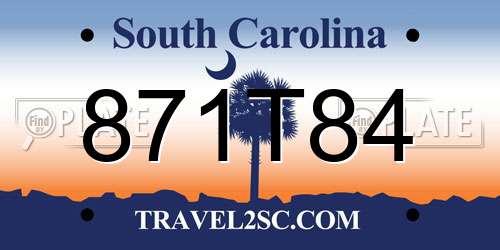 871T84 South Carolina License Plate