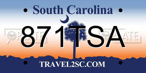 871TSA South Carolina License Plate
