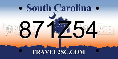 871Z54 South Carolina License Plate
