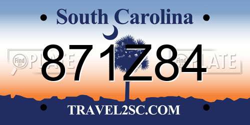 871Z84 South Carolina License Plate