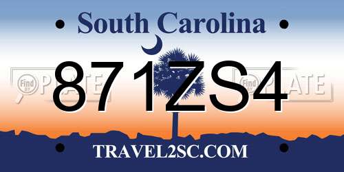 871ZS4 South Carolina License Plate