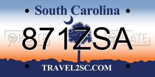 871ZSA South Carolina License Plate