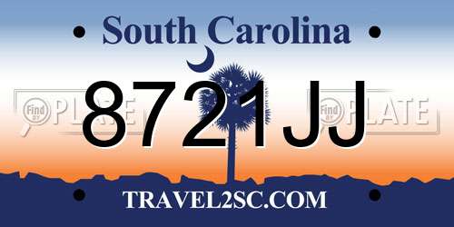 8721JJ South Carolina License Plate