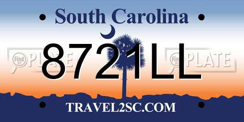 8721LL South Carolina License Plate
