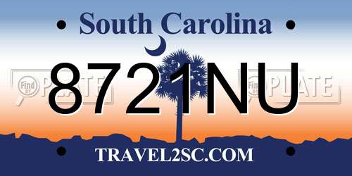 8721NU South Carolina License Plate