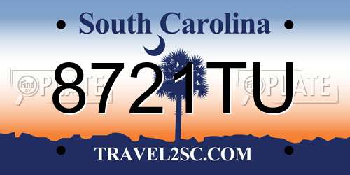 8721TU South Carolina License Plate