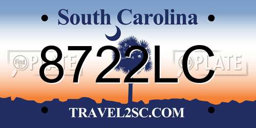 8722LC South Carolina License Plate