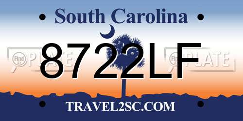 8722LF South Carolina License Plate