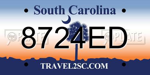 8724ED South Carolina License Plate