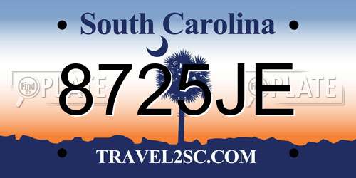 8725JE South Carolina License Plate