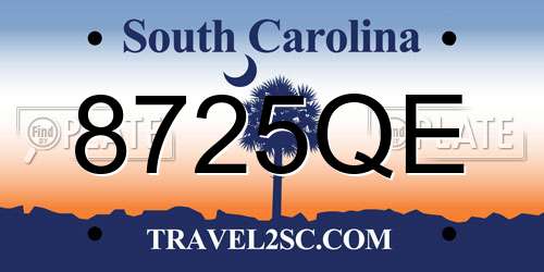 8725QE South Carolina License Plate