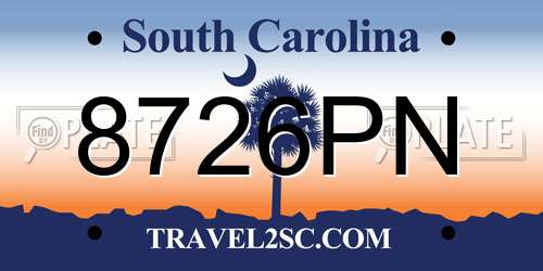 8726PN South Carolina License Plate