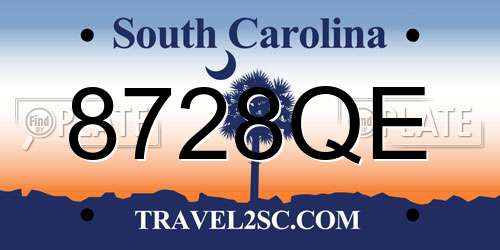 8728QE South Carolina License Plate