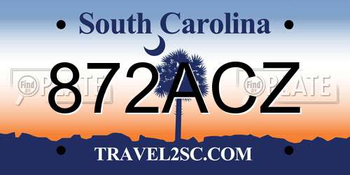 872ACZ South Carolina License Plate