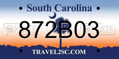 872B03 South Carolina License Plate