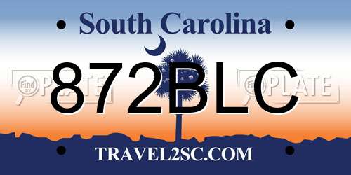 872BLC South Carolina License Plate