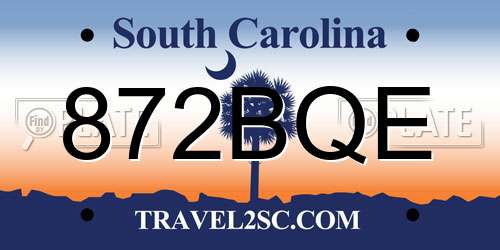 872BQE South Carolina License Plate