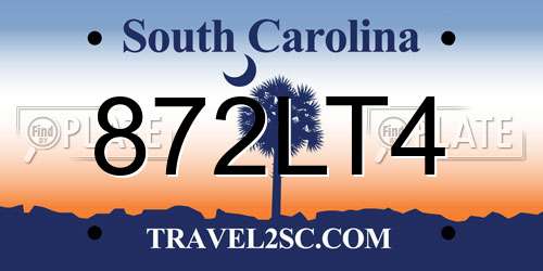 872LT4 South Carolina License Plate