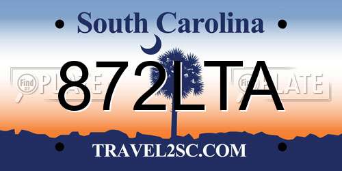 872LTA South Carolina License Plate