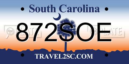 872SOE South Carolina License Plate