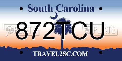 872TCU South Carolina License Plate