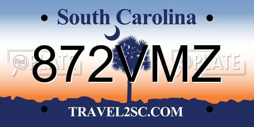872VMZ South Carolina License Plate