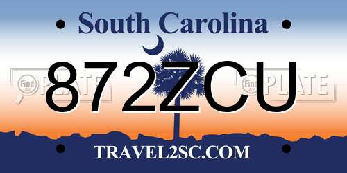 872ZCU South Carolina License Plate