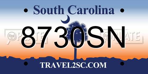 8730SN South Carolina License Plate