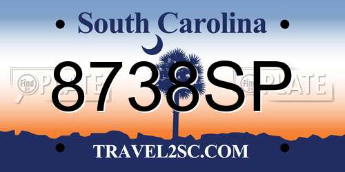 8738SP South Carolina License Plate