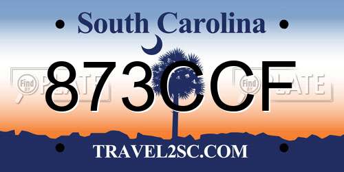 873CCF South Carolina License Plate