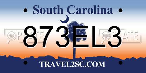 873EL3 South Carolina License Plate