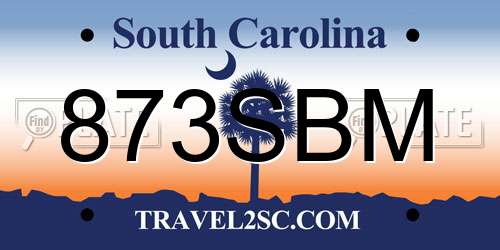 873SBM South Carolina License Plate