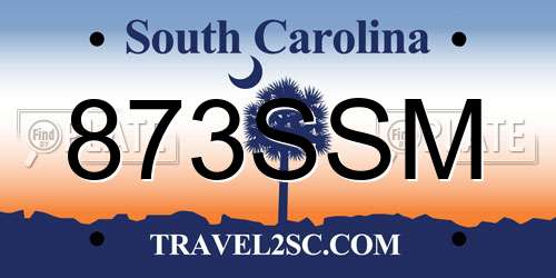 873SSM South Carolina License Plate