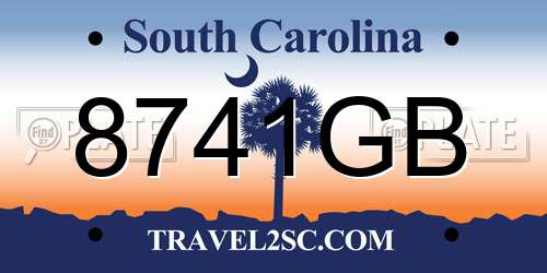 8741GB South Carolina License Plate