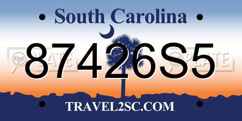 87426S5 South Carolina License Plate
