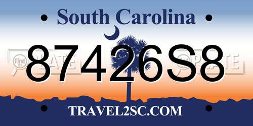 87426S8 South Carolina License Plate