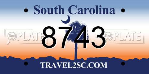 8743 South Carolina License Plate