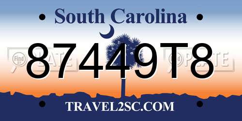 87449T8 South Carolina License Plate