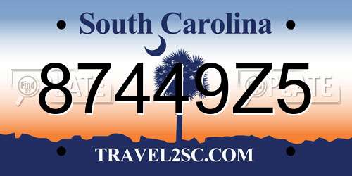 87449Z5 South Carolina License Plate