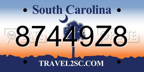 87449Z8 South Carolina License Plate