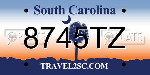 8745TZ South Carolina License Plate