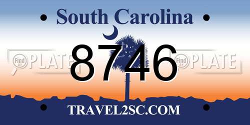 8746 South Carolina License Plate