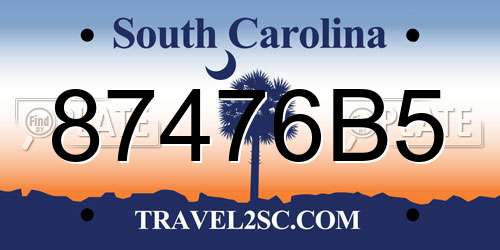 87476B5 South Carolina License Plate