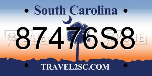 87476S8 South Carolina License Plate