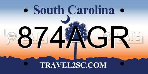 874AGR South Carolina License Plate