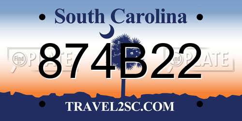 874B22 South Carolina License Plate