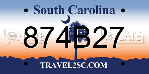 874B27 South Carolina License Plate