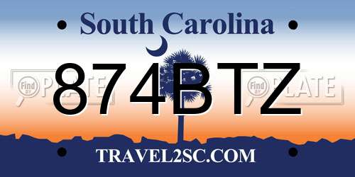 874BTZ South Carolina License Plate