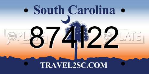 874I22 South Carolina License Plate